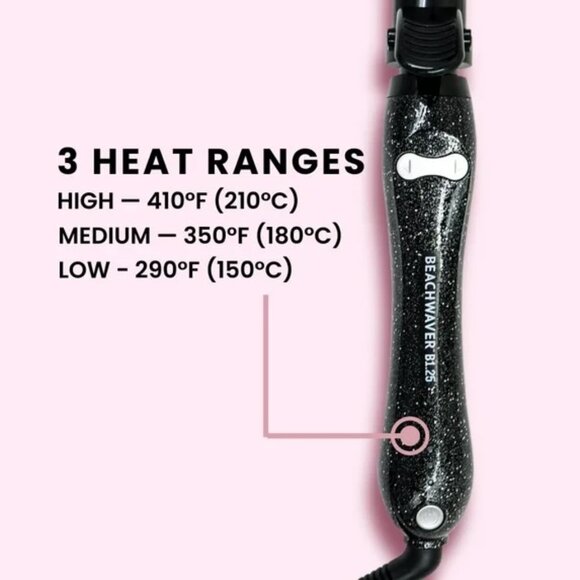 Beachwaver B-Series Ceramic Rotating Curling Iron, 1.25" Barrel, Black Glitter - Picture 7 of 8